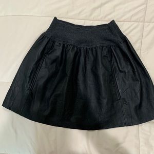 Black theory leather skirt with pockets